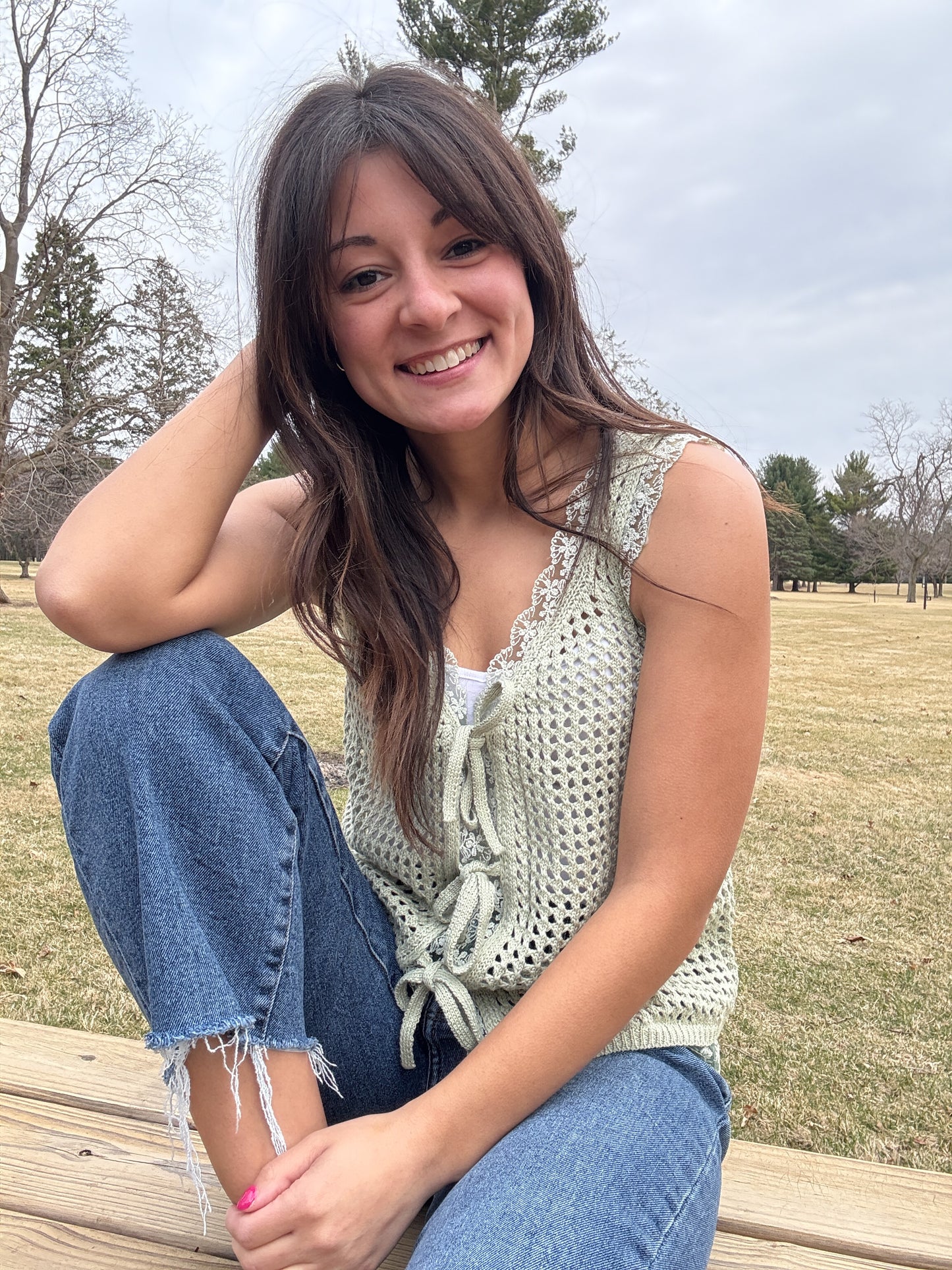 Sage Tie-Front Crochet Vest