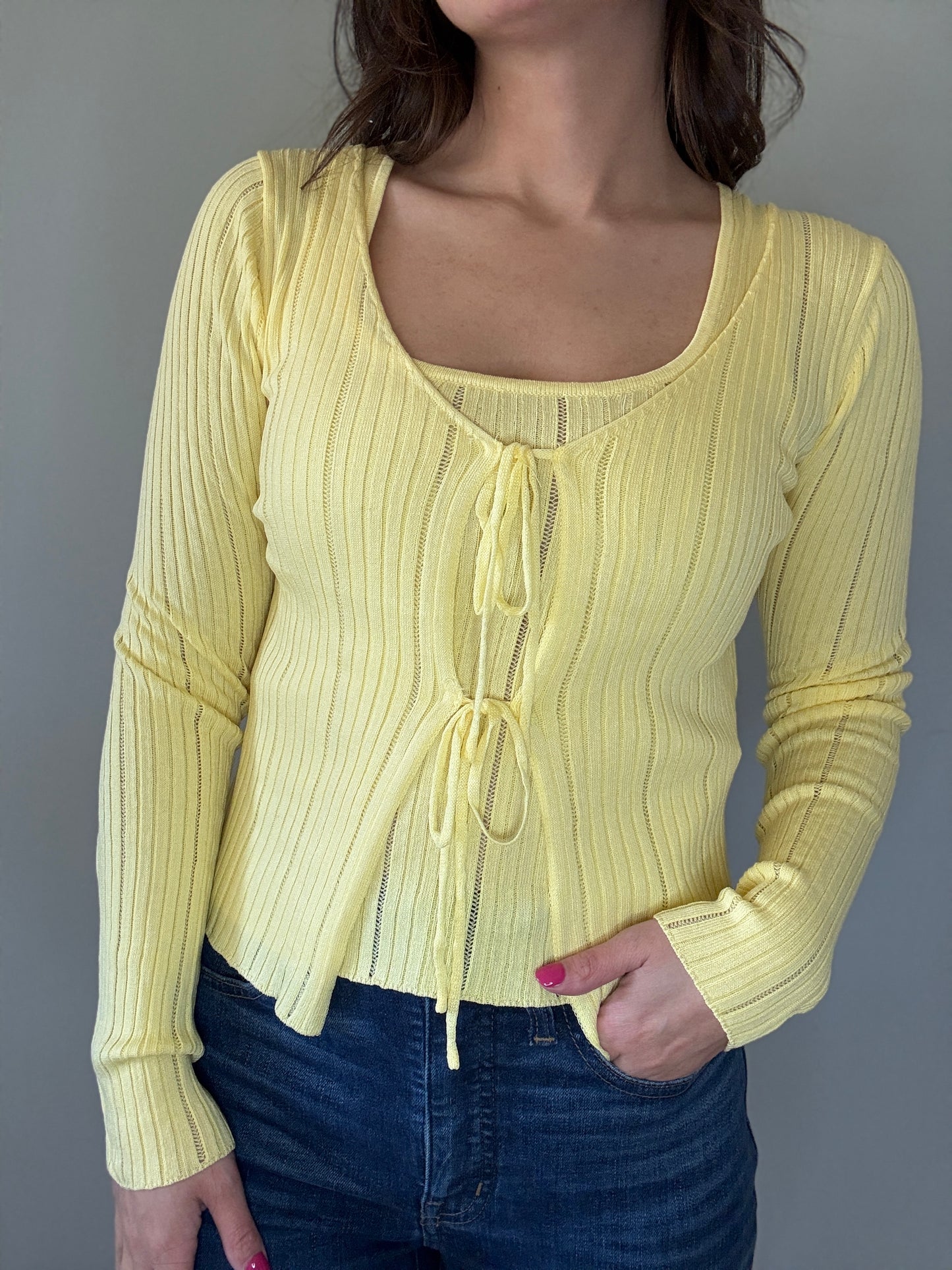Sunshine Tie-Front Long Sleeve Cardigan