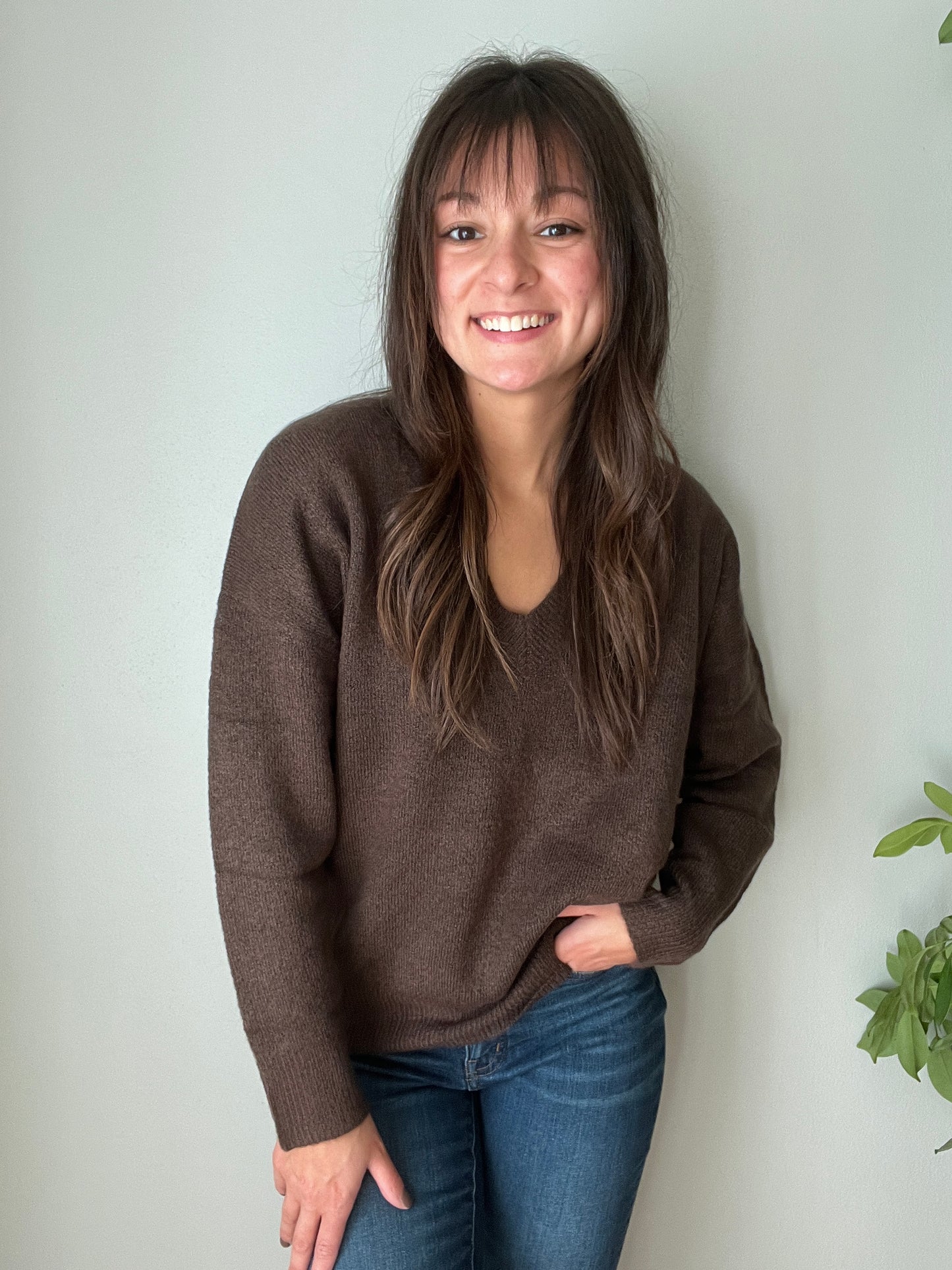 V-Neck Drop Shoulder Sweater