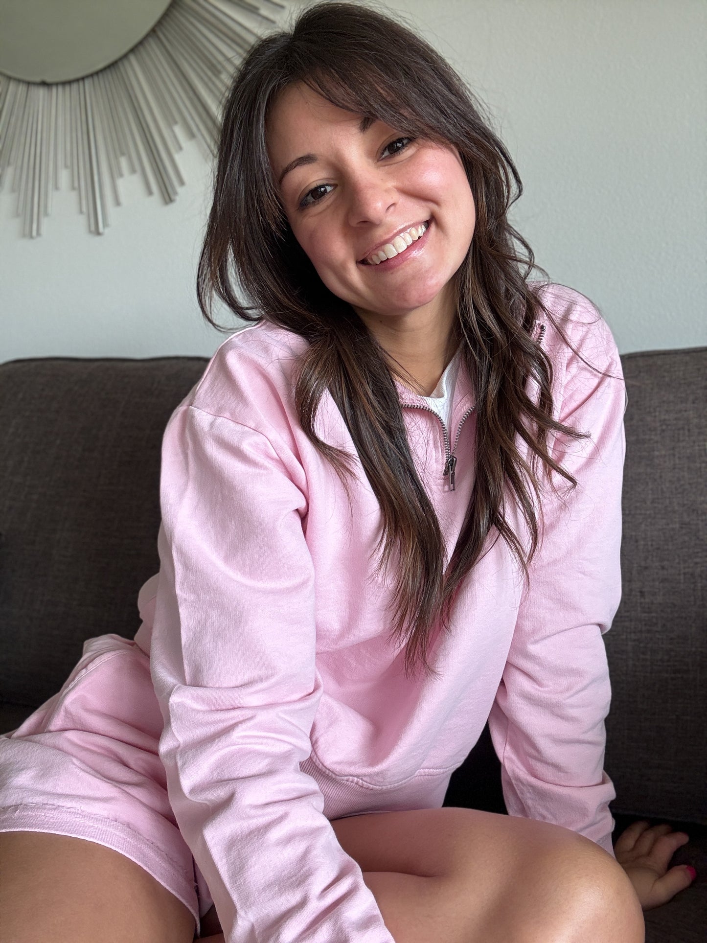 Petal Pink Half-Zip Sweatshirt