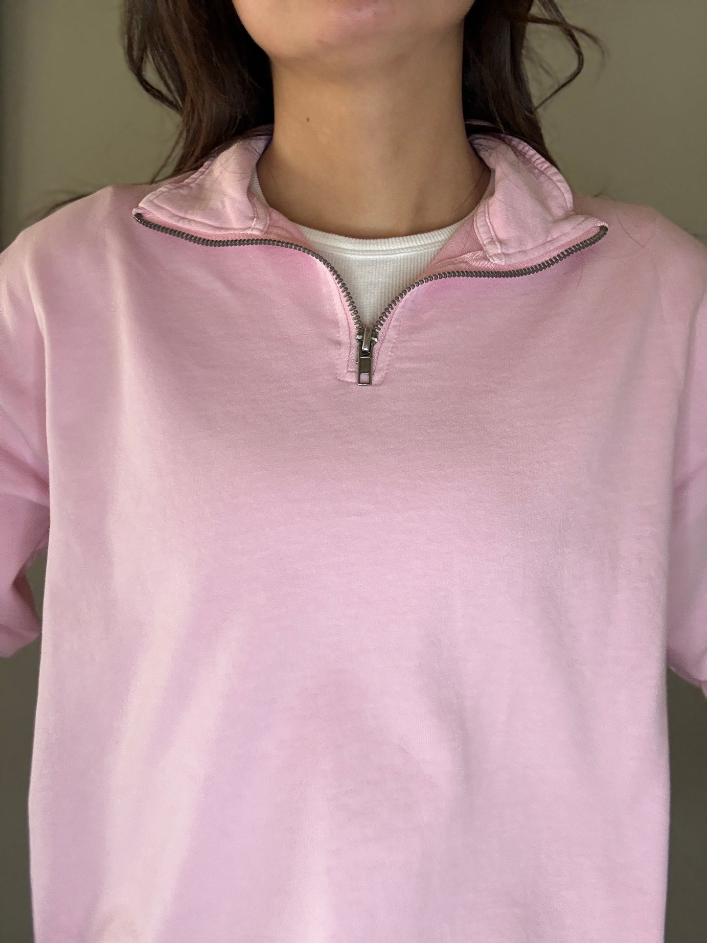 Petal Pink Half-Zip Sweatshirt