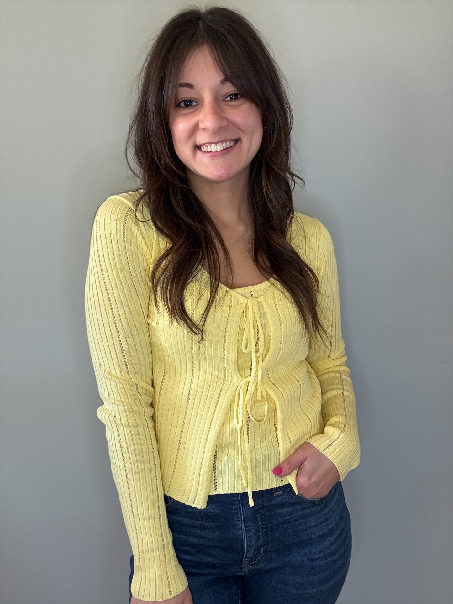Sunshine Tie-Front Long Sleeve Cardigan