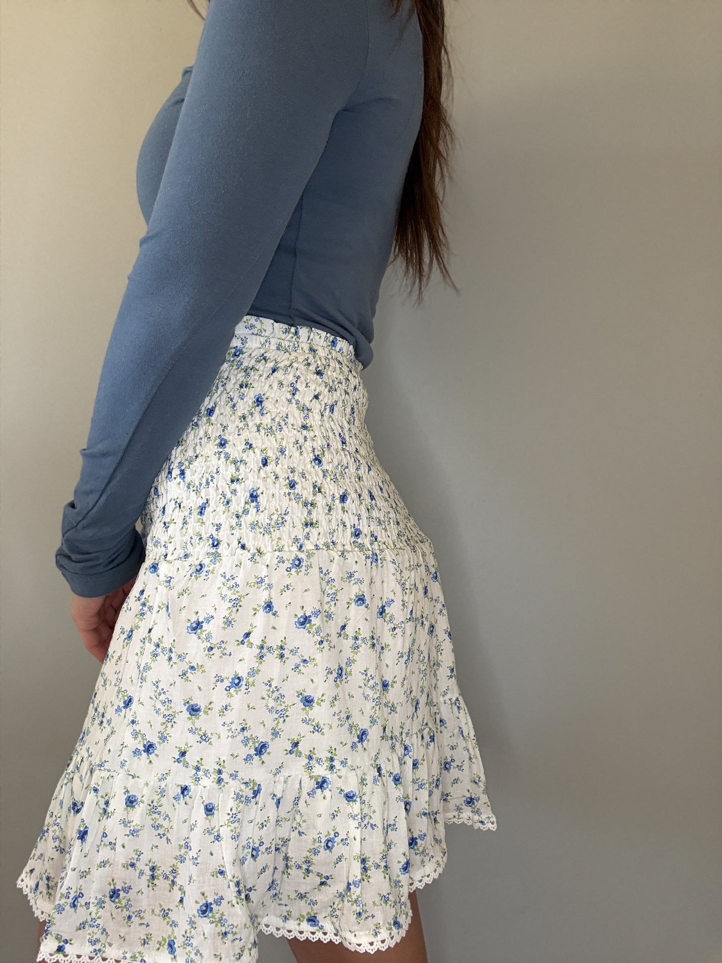 Floral Smocked Ruffle Mini Skirt