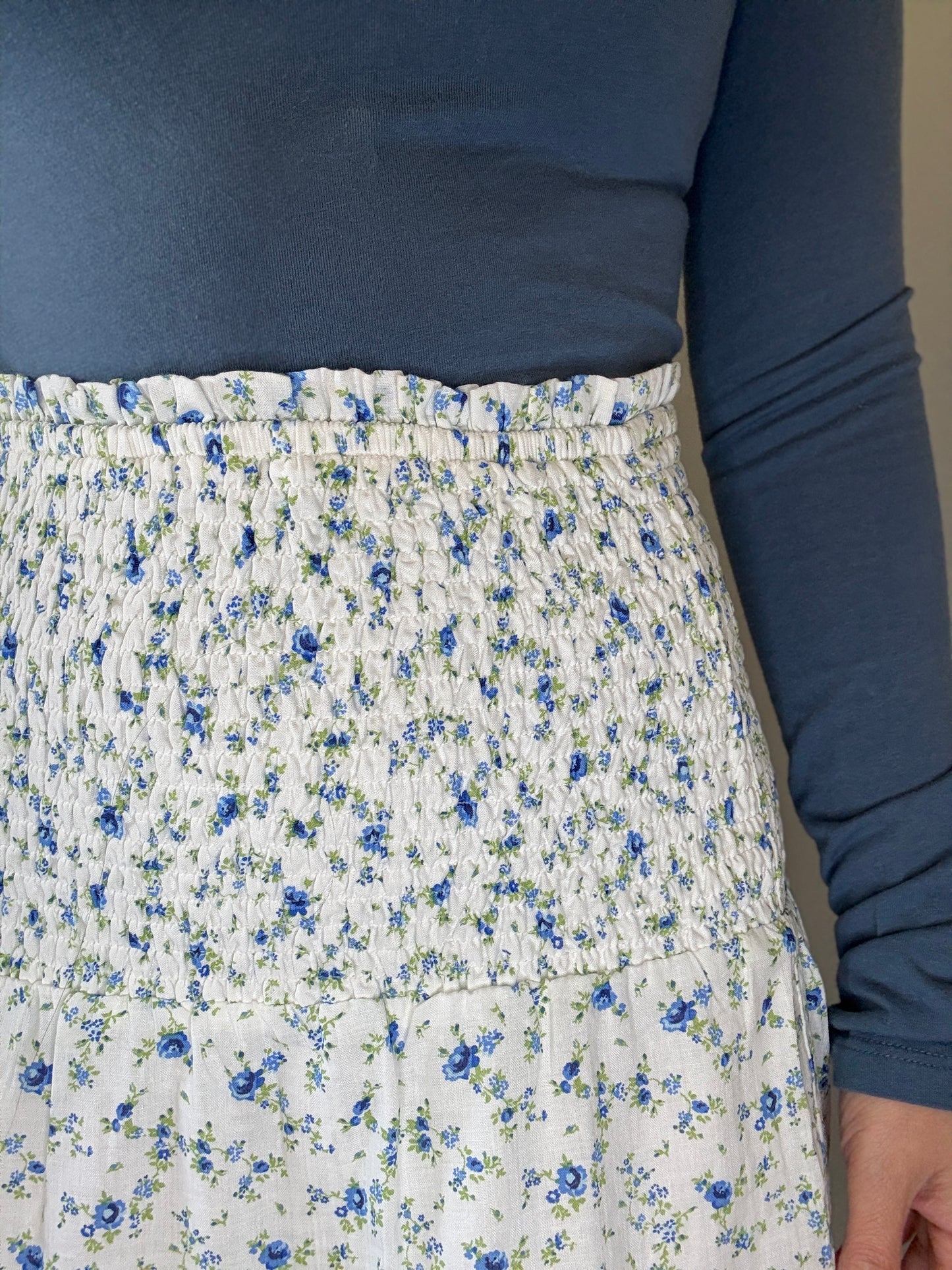 Floral Smocked Ruffle Mini Skirt