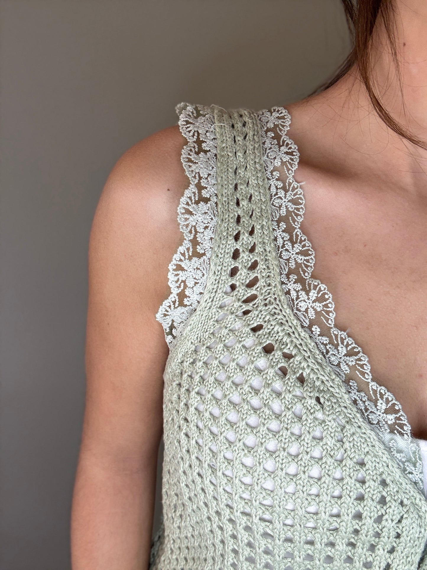 Sage Tie-Front Crochet Vest