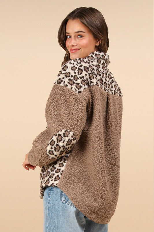Oversized Leopard Fleece Jacket