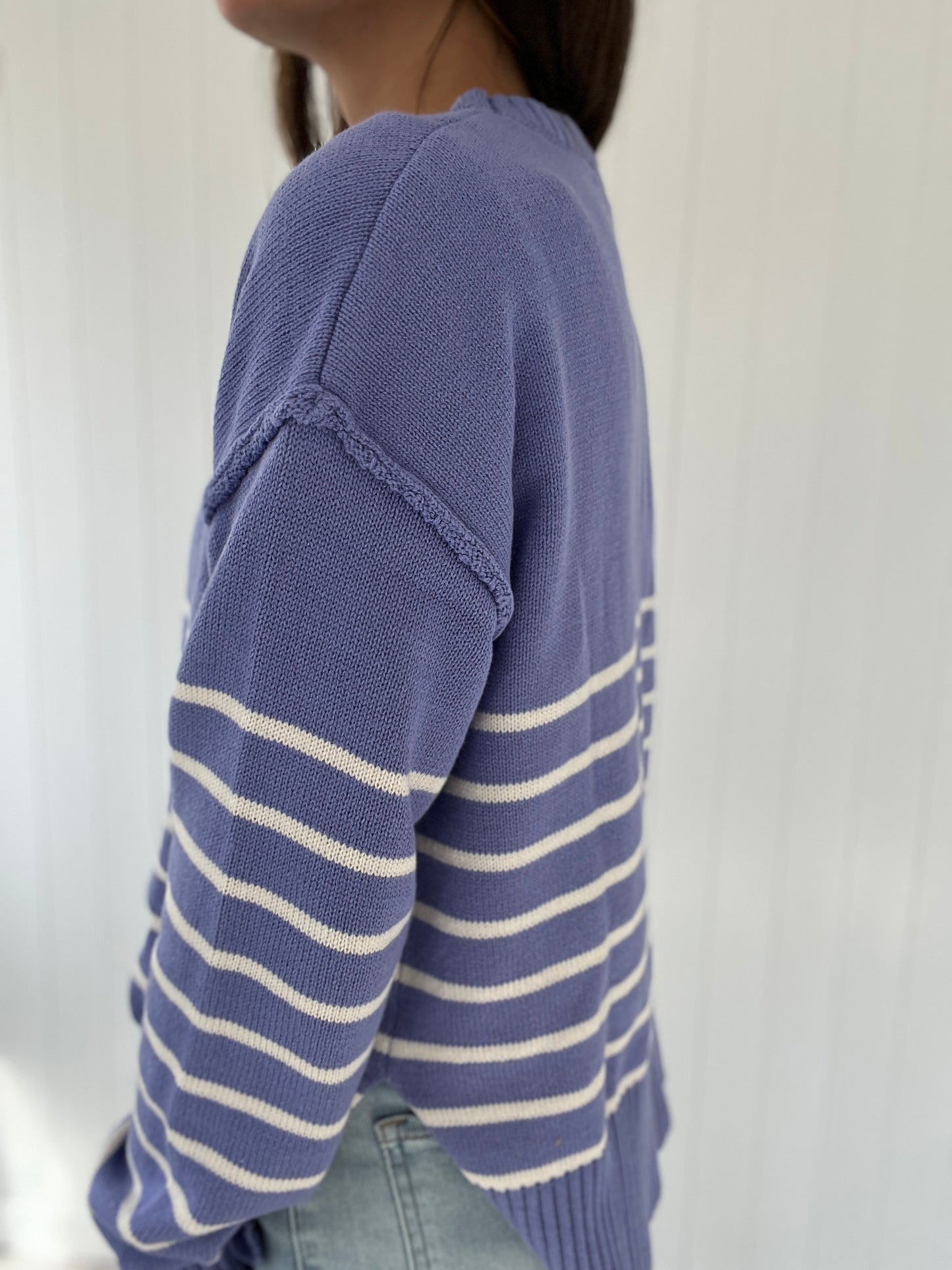 Periwinkle Knit Striped Sweater