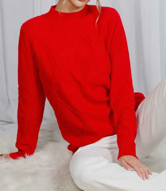 Mock Neck Cable Knit Sweater