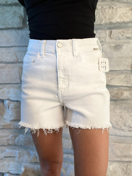 White High Rise Mom Short