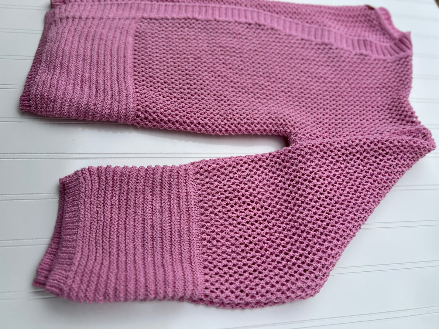 Pink Open Knit Cardigan