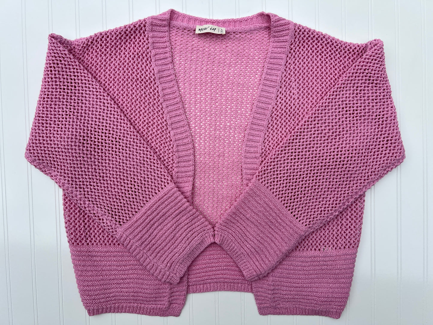 Pink Open Knit Cardigan