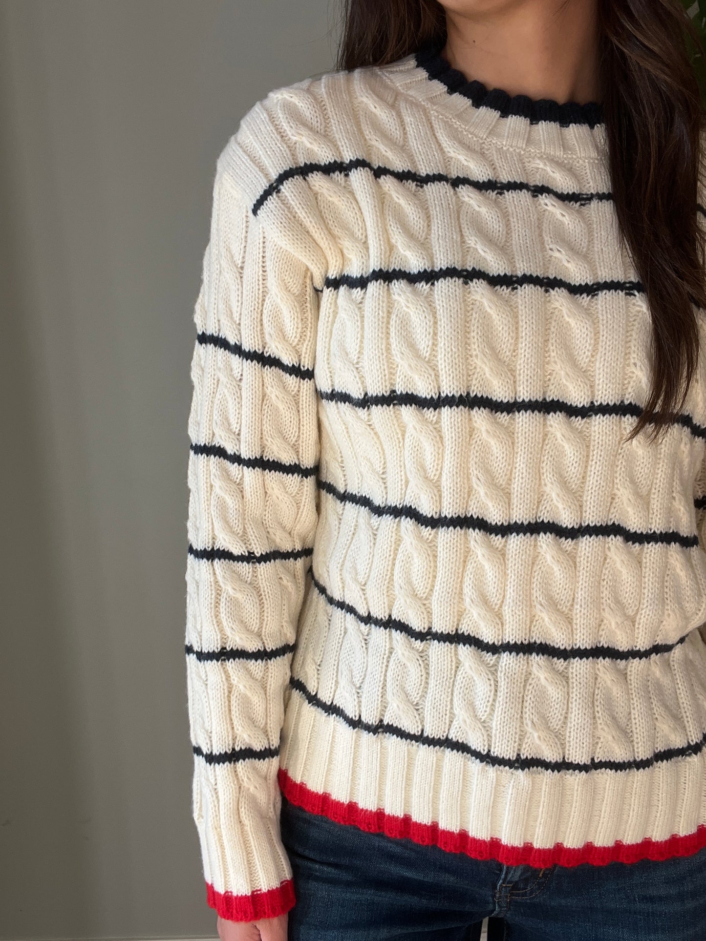 Striped Cable Knit Sweater