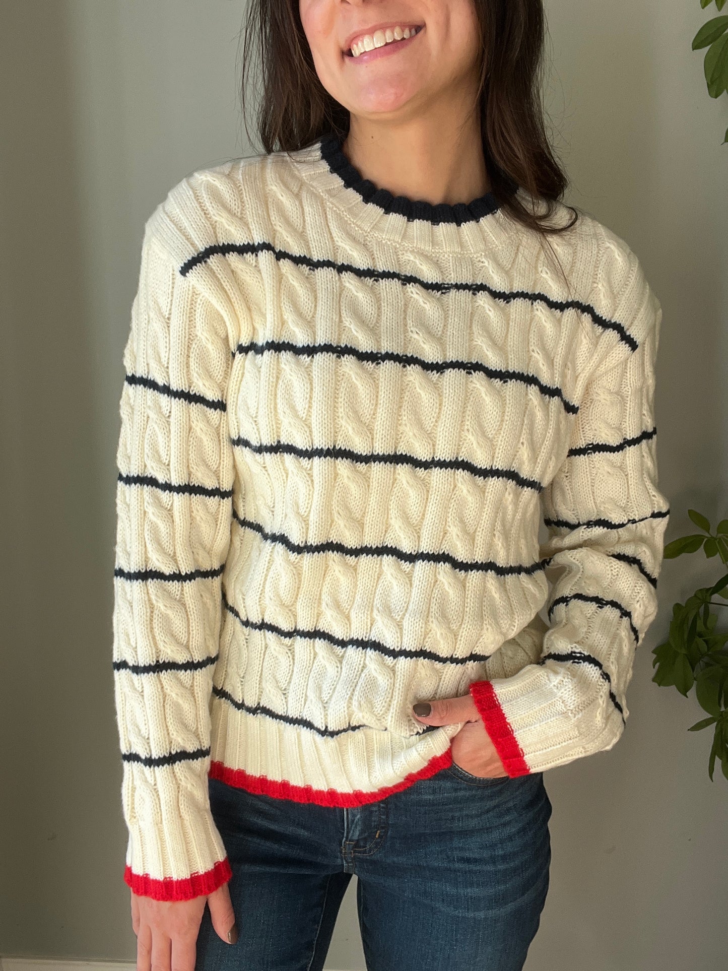 Striped Cable Knit Sweater