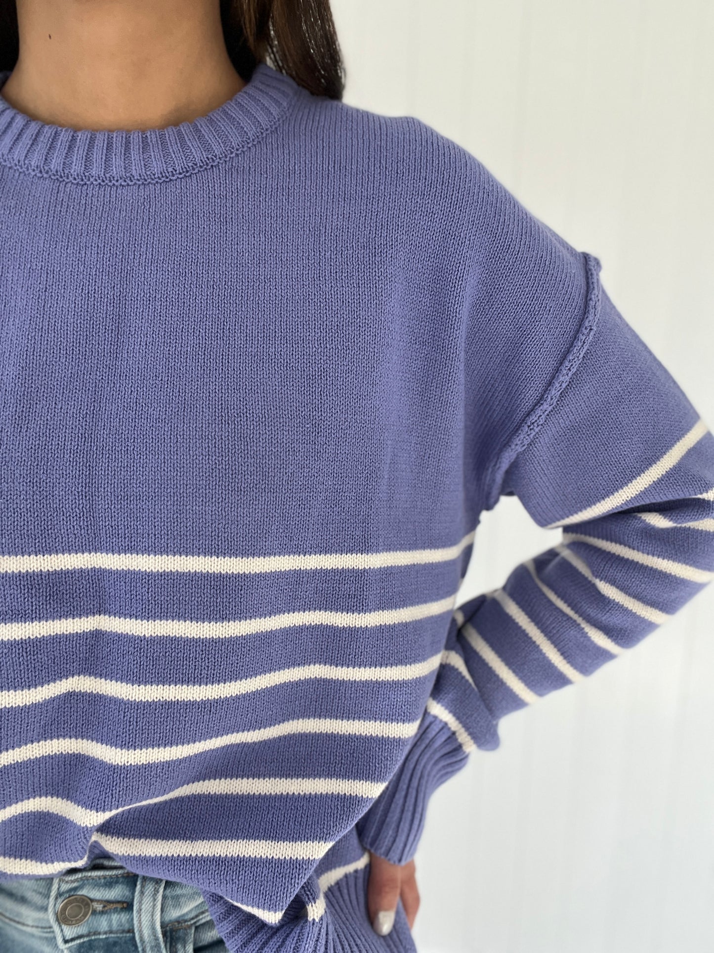 Periwinkle Knit Striped Sweater