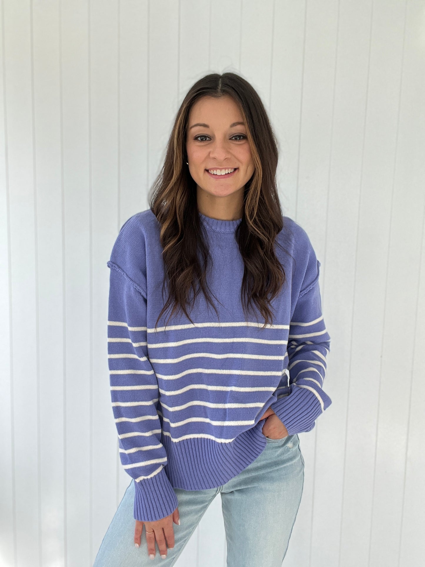 Periwinkle Knit Striped Sweater