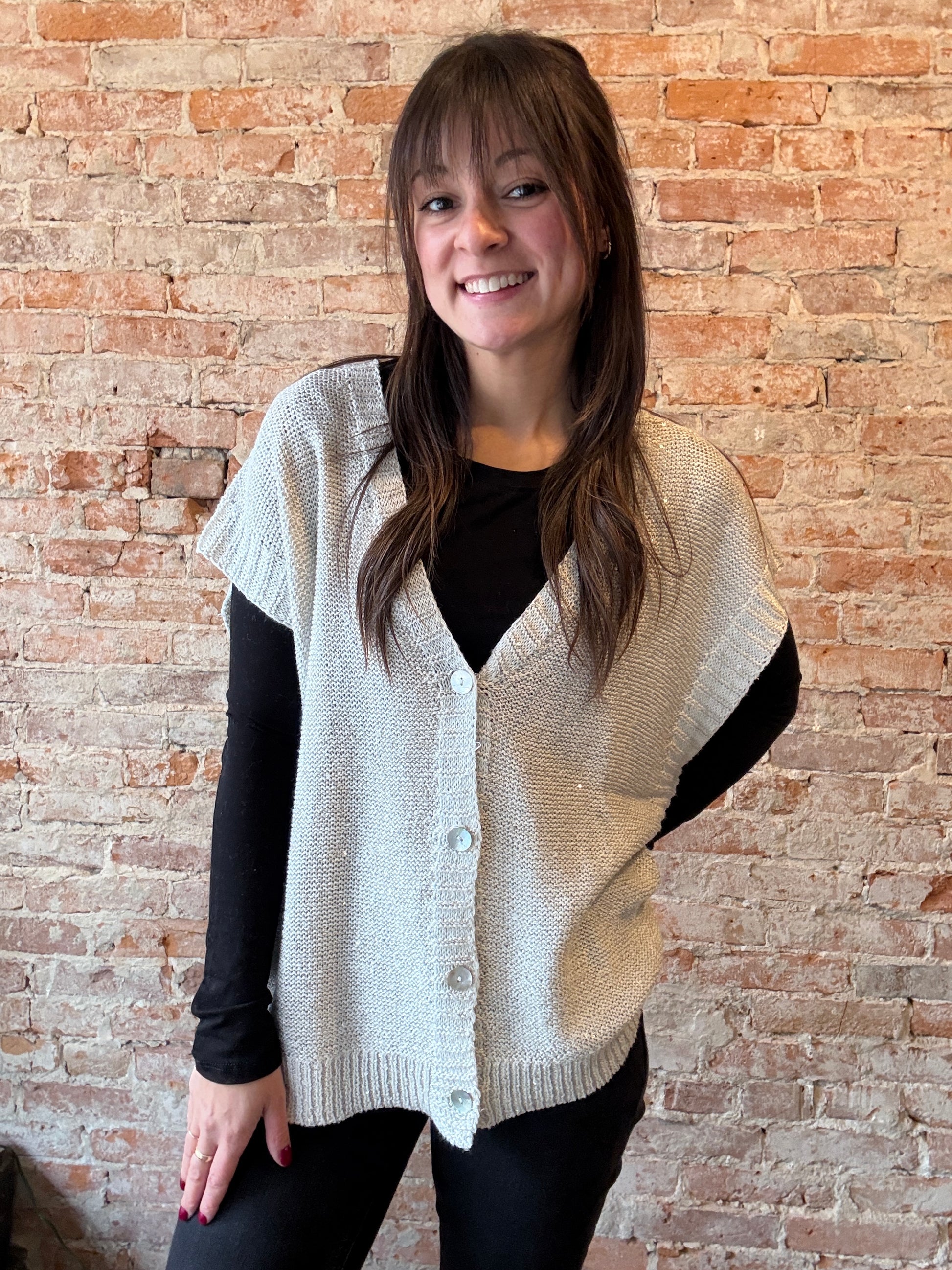 Oversized Sequin Sweater Vest1