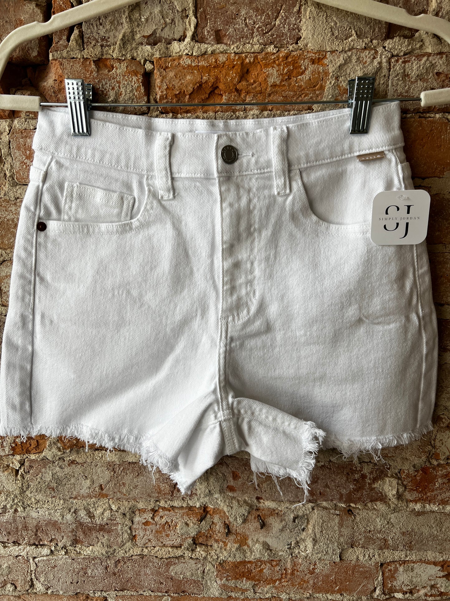 White High Rise Mom Short